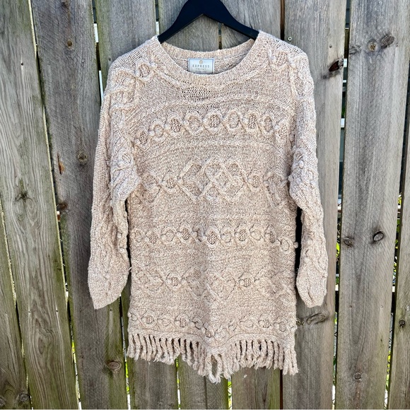 Vintage Express Sweater | Hong Kong Tag | Neutral Ribbed Knit | Size M - Picture 8 of 13